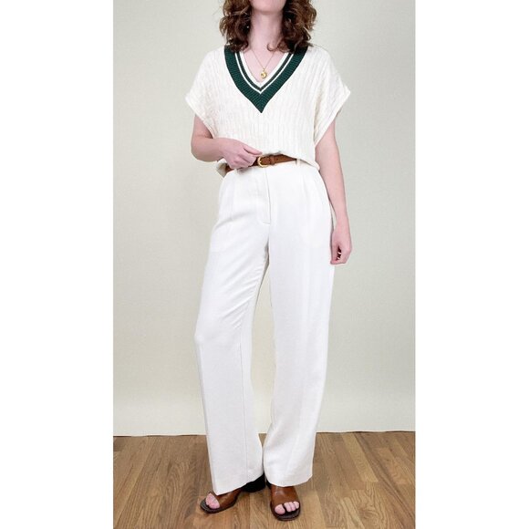 Vintage Cable Knit Sweater Vest Oversized Relaxed Fit Slouchy Preppy Tennis Prep - Picture 1 of 6